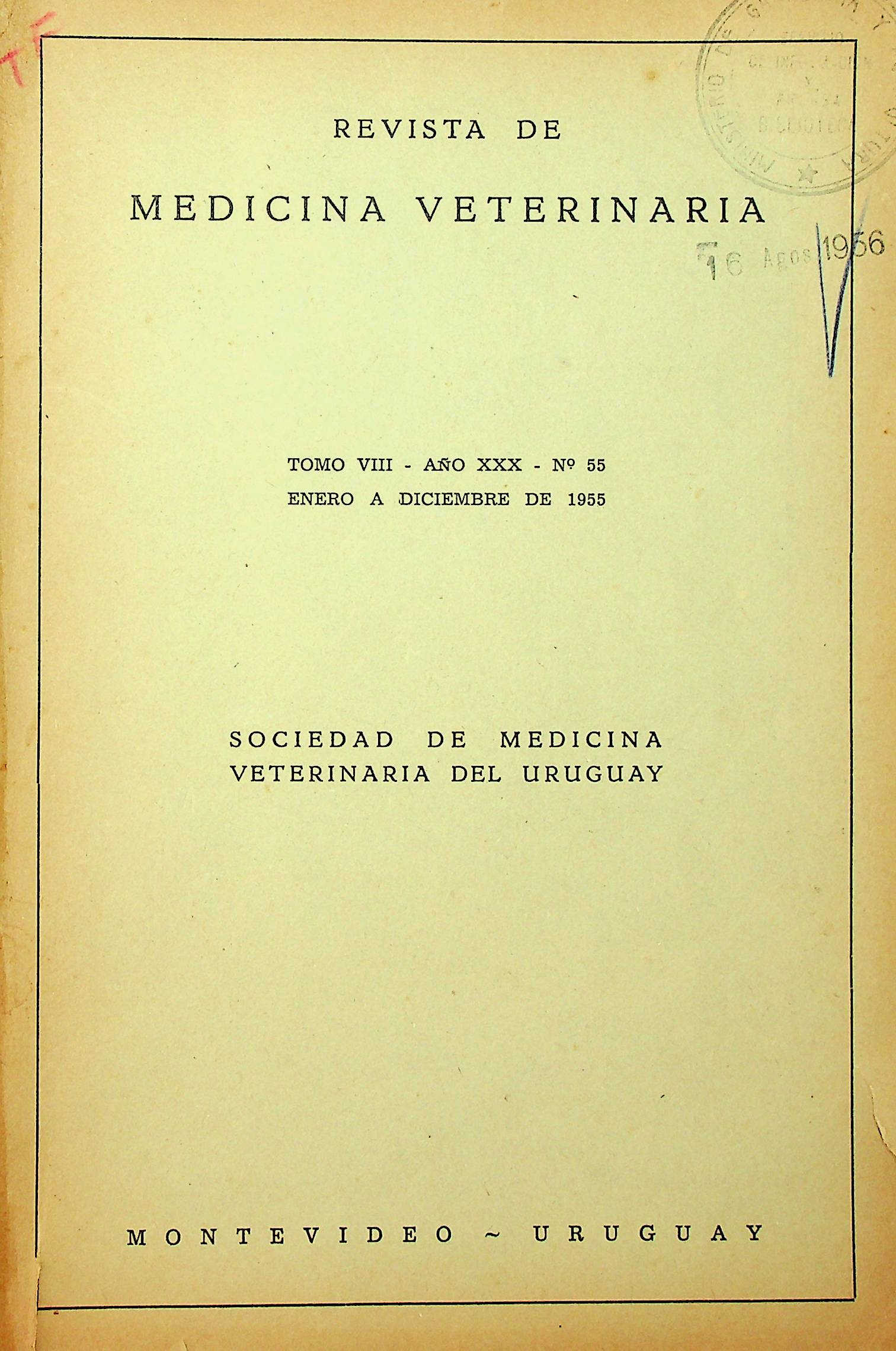 					Ver Vol. 8 Núm. 55 (1955): Revista de Medicina Veterinaria
				
